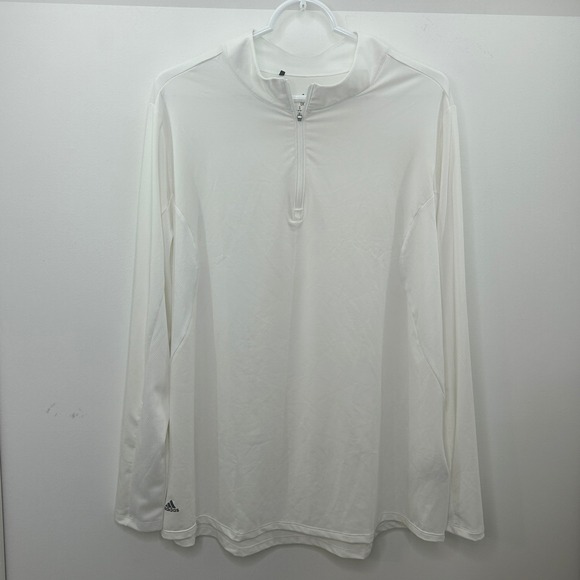 Adidas White 1/4 Zip Performance Top Men's 1X Long Sleeve Lightweight 2022 - Picture 1 of 10